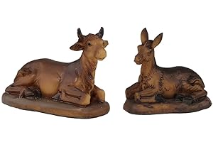 RIFFELMACHER & WEINBERGER Riffelmacher Ochse und Esel 2-TLG. - 4,4-6 cm - 78049 für Weihnachtskrippe Handarbeit Weihnachtswunder Jesus Geburt Heiligabend Dekoration