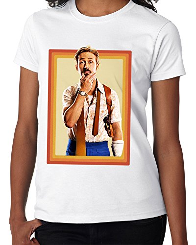 Ryan Gosling Nice Guys Movie - Ladies White Tee Shirt - Size: XX-Large 18 To 20
