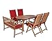 Produktbild Gartengarnitur Gartenset Sitzgruppe Gartenmöbel „Borkum“ 6tlg. inkl. Kissen – 1 x Tisch ausziehbar + 4 x Stühle + 1 x Bank - Akazienholz
