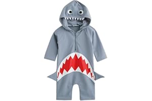 imKutie Baby Boys Swimsuit, Kids One Piece Swimwear Adorable Shark Swimming Costume Quick Dry Beach Bathing Suit UPF 50+