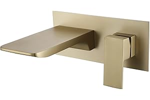 SJQKA Rubinetti Cascata Parete Rubinetto Vasca da Bagno Miscelatore Lavabo a Muro In Ottone (oro spazzolato)