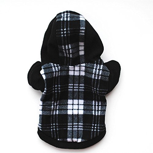Pet Dogs Puppy Hooded Pullover Black White Plaid Warm Coat Pets Costume Sweatshirts Outfit