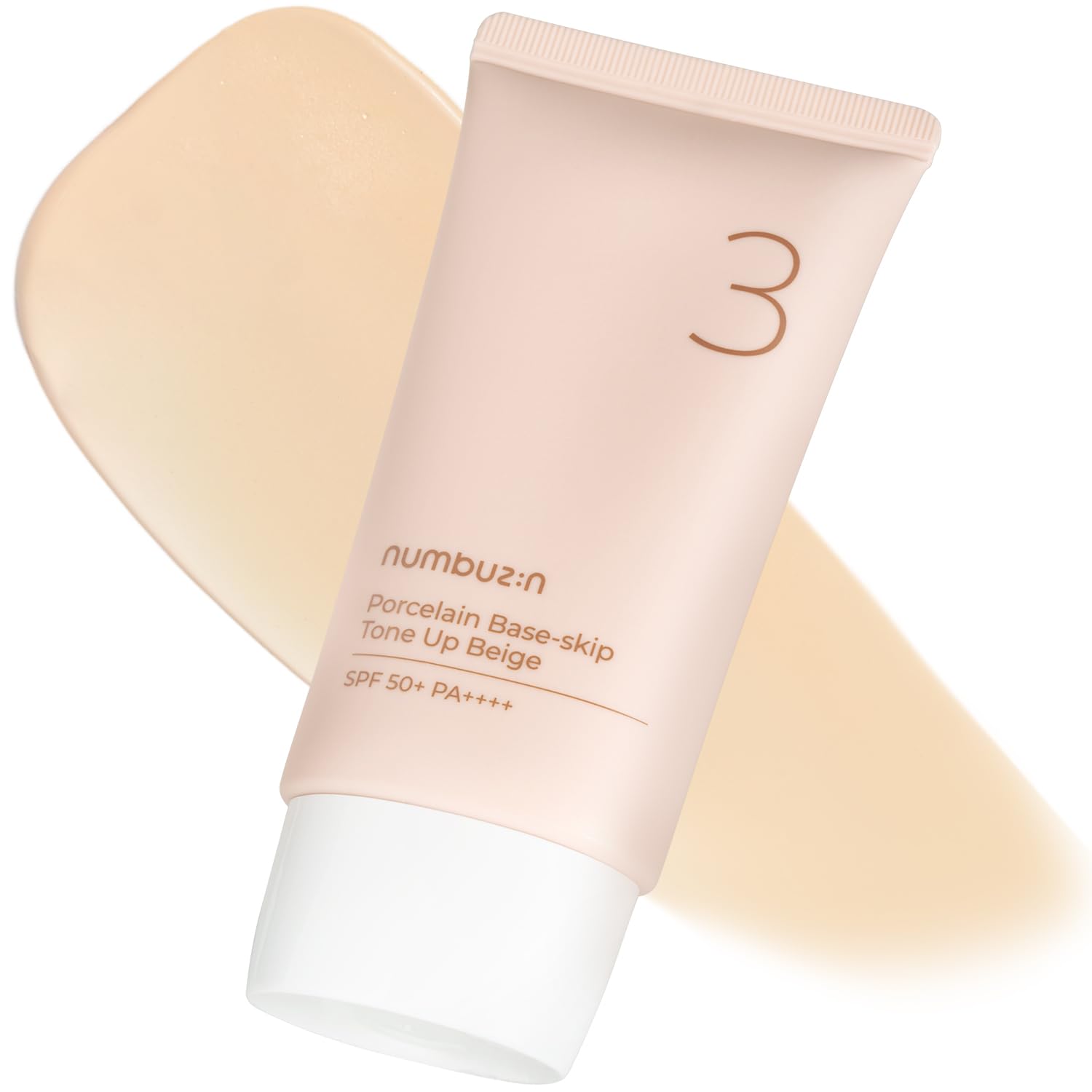 numbuzin No.3 Porcelain Base-Skip Tone Up Beige 1.69Fl Oz/ 50Ml | 3-In-1, Tinted Moisturizer, Evens Out Skin Tone, Tone Up Cr