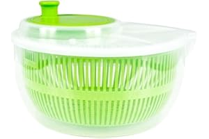 CENTI Salatschleuder mit Kurbel und Ausgießer Salatschüssel Salat-Trockner inkl. Sieb