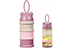 AUSWALAR Milk Powder Dispenser with 3 Separate Twist-Lock compartments,Portable with Silicone Handle Good for Travel and Outdoor Activities(Pink)