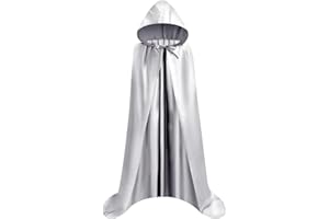 Proumhang Larga Capa con Capucha Medieval Vampiro Traje de Bruja Mujer Halloween Disfraz Carnaval Navidad Adulto Gris 2XL
