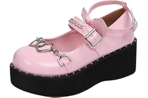 ticticlily Femmes Mary Jane Chaussures Plateforme à Boucle Lolita Gothique Plateforme Robe Pompes Chaussures Chunky Chaussures en Cuir Verni Chaussures Habillées