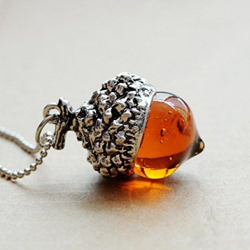 Nolunt(TM) Acorn Top Pendant Antique Bronze Silver Gold Plated Water Drop Glass Acorn Oak Pendant Necklace For Women Gift