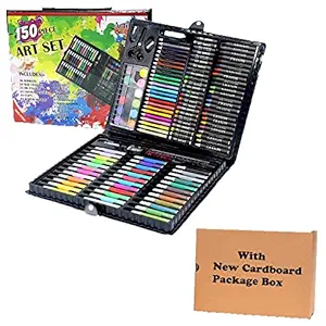 KARP 150 Pcs Color Deluxe Art Drawing Set for Kids in Plastic Case Studio Art and Craft Supplies Drawing and Painting Set Great Gift (Multicolor)