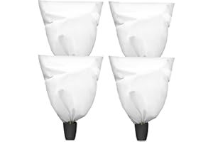 Evoio 4 Pack Plant Fleece Frost Protection Covers, 120cm x 140cm Plant Frost Cover Bags for Winter Cold Weather with Drawstring, Frost Cloth for Plants, Sapling Trees, Plant Winter Protection Covers