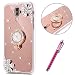Produktbild Huawei MATE 9 Silikon Schutzhülle,Huawei MATE 9 Hülle Luxus,Hpory Fashion Luxus Glänzend Glitzer Bling Kristall Blumen Muster Goldener Kreisring Rotierendem Ring Fingerhalterung Ständer Halter Überzug Sparkle Pailletee Bling Strass Diamanten Crystal Clear Transparent TPU Silikon Perfekter Hülle für Mädchen Frauen Silicone TPU Protector Bumper Anti-Staub Anti-Kratzer Telefon Tasche Handytasche Schutzhülle für Huawei MATE 9-(Roségold)