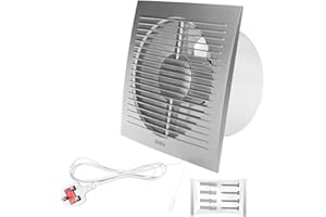 H&C VENT Extractor Fan │ Inline Exhaust Fan │For Kitchen Bathroom Shower Toilet Wall Ceiling Window Kit │ Silent Humidistat centrifugal fume fan (Silver I Pull Switch & Cable, Ø 100 mm)