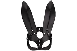 PRO-NOKE Women Leather Masks Bunny Ear Fox Cat Mask Leather Half Face Mask Masquerade Party Mask for Cosplay Halloween Costume Accessory