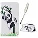 Produktbild Moto G5 Plus Hülle, Edaroo Bunte Niedliche Lustige Tiere Blumen Geldbörse Kreditkarten Slots Stand Funktion Durable Drop Proof Ultra Dünne Magnetische Klapphülle Schutzhülle Flipcase PU Leder Tasche Flip Cover für Motorola Moto G5 Plus (5.2 zoll) - Panda Grün Bambus