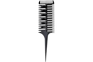 AMOTORFLY Kunststoffkämme Strähnchen kamm 3 in 1 Haarfärbekamm Professional Styling Kamm Schwanzkamm für Friseursalon für Haare Melieren und Färben Styling für Männer Frauen (Schwarz)