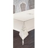 ALKAN HOMES Krem Renkli Lale Nakışlı Masa &Ouml;rt&uuml;s&uuml; (Krem)