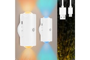 Hojalis Motion Sensor Light Indoor, 2PCS RGB Multi-Color Changing LED Wall Sconces, Up Down Outside Lights with USB Cable & Magnetic Patch,Motion Sensor Lights Indoor Rechargeable for Bedroom Corridor