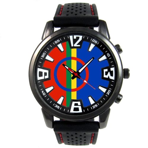 Sami Saami Lnder Flaggen Herrenuhr mit schwarzem Silikonarmband Sami Saami Lnder Flaggen Herrenuhr mit schwarzem Silikonarmband