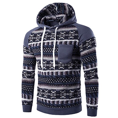 Preisvergleich Produktbild Elecenty Herren Kapuzenpullover Pullover, Mäntel Winterpullover mit Kapuze Aufdruck Slim Fit Sweatshirt Lange Ärmel Männer Kapuzenjacke Bluse Outwear Tops Bluse Oberbekleidung (M, Blau)