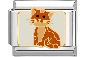 Quiges 9mm Italian Style Charm Modul aus Edelstahl Katze für italienische Armbänder