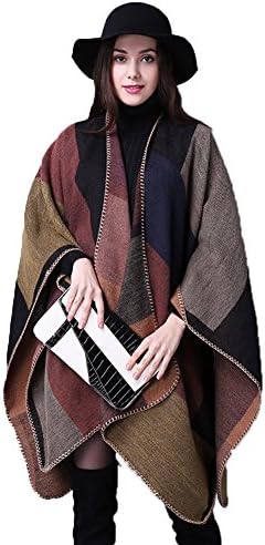 Vesub Women's Winter Reversible Oversized Blanket Poncho Cape Shawl Cardigans (Style1-4)