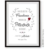 ABOUKI hochwertiger Kunstdruck - ungerahmt - „Nur die besten Freundinnen werden zur Patentante befördert...“ personalisierter Druck, individuelles Geschenk für beste Freundinnen, Taufpaten Geschenkidee, Taufgeschenk, Druck, Illustration, lustiges Bild mit Spruch, Statement, Typografie, Typo, Wandbild, Plakat, Wanddekoration, Beförderung beste Freundin der Welt