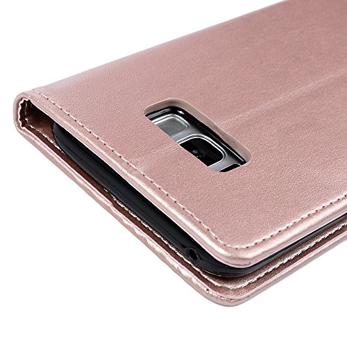 S8 Hülle Badalink Schutzhülle Leder PU+TPU Handyhülle Gemalt Blume Schmetterling Rosegold Handytasche Wallet Case Ständer Magnet-Schloss Cover Flipcase Hergestellt für Samsung Galaxy S8 - 6