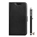 Produktbild Locaa(TM) For LG Leon H340N PU Holster case + Griffel + Anti Dust plug Deluxe Luxus niedlich Schöne bunt Card Holder Wallet Protection Hülle - [Leder Serie] schwarz