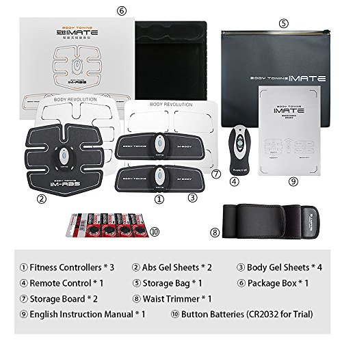 IMATE Professionelle EMS Bauchmuskel-Gürtel zu Hause Fitnesstraining Geräte, Vibration Pads für Männer und Frauen zu Tonen, Abnehmen, Trimmer, Schlank, Figurformer, Stark - 2
