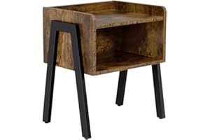 ‎YAHEETECH Yaheetech Industrie Nachtisch Stapelbar Beistelltisch mit offenem Fach Nachtkommode Nachtschrank stabile Metallbeine Vintage