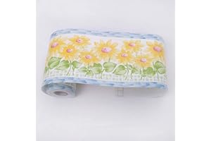 WITPOCE GouieRylin Bordi Per Carta Da Parati Autoadesivi Rimovibile Per Cucina Bagno Piastrelle Adesivo Per Pareti Autoadesiva girasole 10.6×1000cm