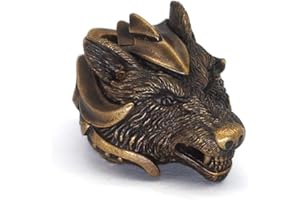 GUOSHUANG 3 Stück nordische Wikinger Wolfskopf Paracord Perlen Haarröhrenperlen Edelstahlperlen für Armbänder Anhänger Halskette DIY Flechten Perlen für Haar-Zöpfe Wikinger-Perlen mit Valknut Geschenkbeutel