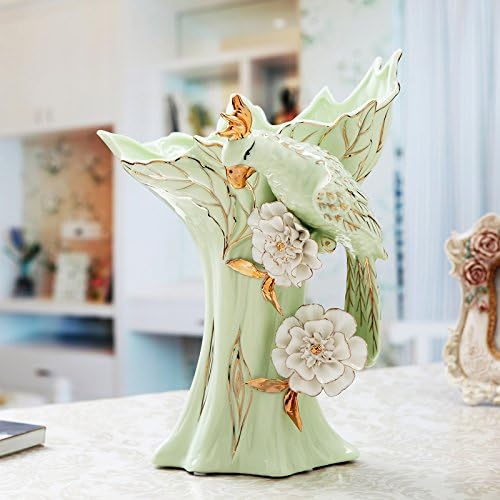 Maivace Ceramic Vase Decorative Ornaments European Ceramic Handmade Flower Enamel Flower Painted Gold Parrot Hummingbird