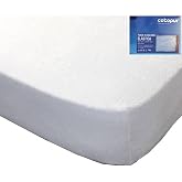 Mattress Cover, 100% Terry Cotton, with Reinforced and Zip, White, 90 x 190/200 cm