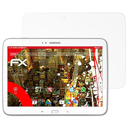 Samsung Galaxy Tab 3 10.1 (WiFi, 3G & LTE) Panzerfolie - 2 x atFoliX FX-Shock-Antireflex blendfreie stoßabsorbierende Panzerschutzfolie