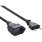 Electraline 900010CBB &ndash; Extension Cable with Socket and European Plug (2 x 1 mm&sup2;, 10 A) Black