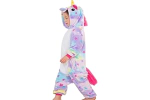 GEEKEO Onesies - Pijama para niños, diseño de unicornio, con capucha, para niños, franela de Navidad