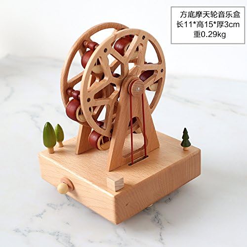 KIKIXI Music Box box wooden Sky City girl birthday Christmas gifts Creative carousel ornaments, Square bottom ferris wheel