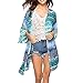 Produktbild OSYARD Damen Nationale Winddruck-Abdeckung Bluse Tops Bikini Bademode Strand Badeanzug Kittel(EU 56/XL, Blau)