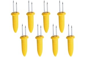 D.A.Y. REPUBLIC 8 Interlocking Corn Holders Stainless Steel Cob Forks, Twin Prong Sweetcorn Skewers for Home and Camping BBQ Grill