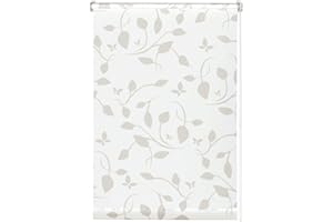 Gardinia EASYFIX Tenda a Rullo Decorativa 100 Scandinavian con Fissaggio a Incastro o con Adesivo, Montaggio Senza Trapano né Viti, Opaco, Traslucido, Bianco/Naturale, 65 x 180 cm