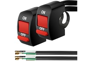 Gebildet 2pcs 22mm Interruttore Luce per Manubrio Moto con Pulsante ON/OFF per Led Fari Faretti Aggiuntivi da Manubrio