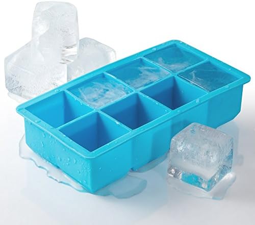 Ice Cube Tray Large, MANLEHOM 2-inch Square Silicone Ice Cube Maker for Whiskey Drink Blue