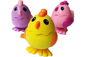 REA&GOLE 3 Pcs Wind Up Chicks Cartoon Style Jumping Chickens Educational Clockwork Chick Toys for Child Girl Boy (Random Color)