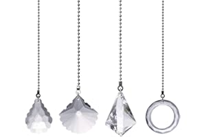 WENLAI 4pcs Clear Crystal Pull Chain Extension with Connector, Light Pull Chain Extension, Crystal Lamp Pull, Crystal Bead Chain Pendant, Ceiling Light Fan Chain, for Bathroom Toilet Light Ceiling Light Fan