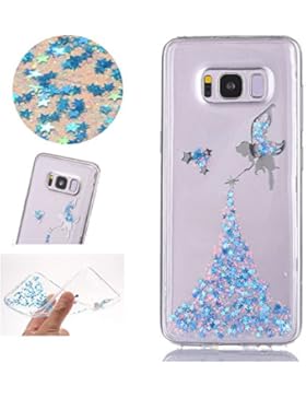 Sycode Galaxy S8 Glitzer Hülle,Galaxy S8 Handyhülle,Transparent Crystal Glitzer Bling Blau Fee Fairy Mädchen Kreativ...