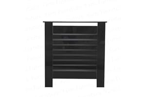 Yaermei Livingroom Kitchen Hallway Classy Highgloss Radiator Covers Decorative Cabinet 3 Colors 4 Sizes Horiz Slat UK Stock (S, Highgloss Black)
