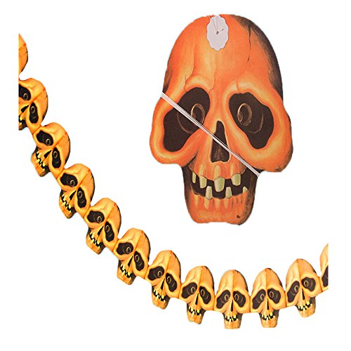 Petitebelle Orange Halloween tête de mort squelette cas Décoration de fête bannières drapeaux, Papier, Orange, Taille unique