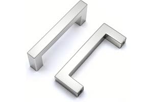 Drenky Schrankgriffe 64mm Lochabstand, Küchengriffe Edelstahl Gebürstet Silber Möbel Griffe mit Schraube für Küchenschränke Vintage, 2 Stück