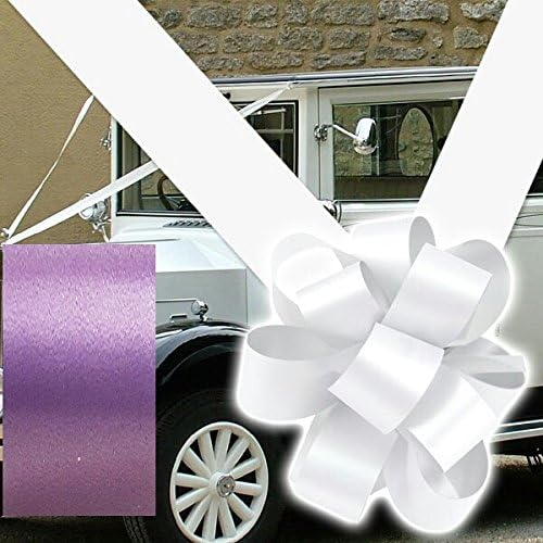 RIBBON AND BOWS WEDDING CAR DECORATION.3 LARGE BOWS AND 8 METERES OF RIBBON (PURPLE)